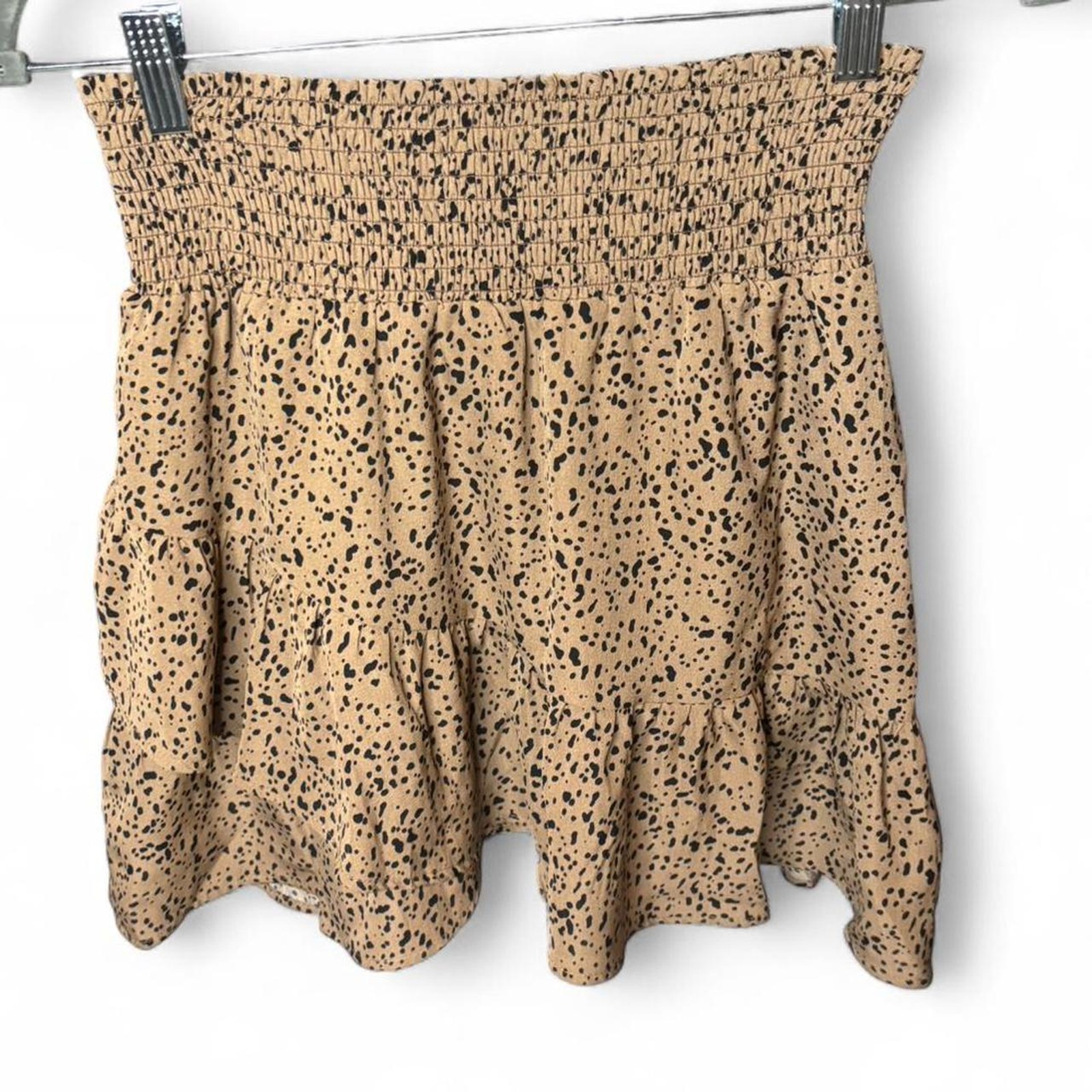 Altar’d State Spotted Smocked Waist Tiered Ruffle Mini Skirt - Size M
